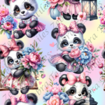 Panda floral bleu et rose