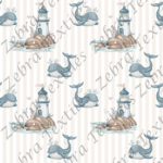Phare et baleine fond rayé