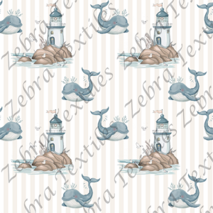 Phare et baleine fond rayé