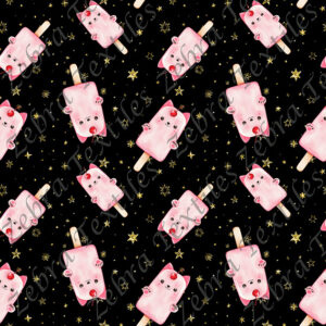 Popsicle chat fond étoilé doré