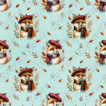 Renard poétique fond turquoise