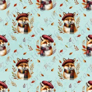 Renard poétique fond turquoise