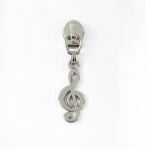 Curseur de fermeture éclair clef de sol argent