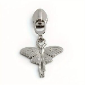 Curseur de fermeture éclair papillon lune argent