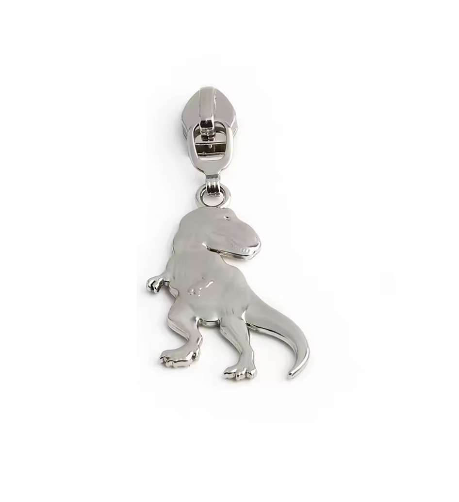 Curseur de fermeture éclair t-rex argent
