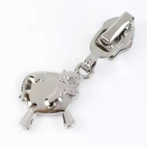 Curseur de fermeture éclair vache argent