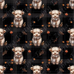 Vache et feuille d'automne fond plaid