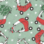 Voiturette de Noël fond vert