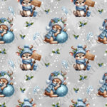 Bambi de Noël bleu fond gris