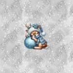 Bambi de Noël bleu fond gris