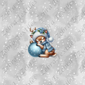 Bambi de Noël bleu fond gris