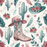 Botte rose et cactus fond crème