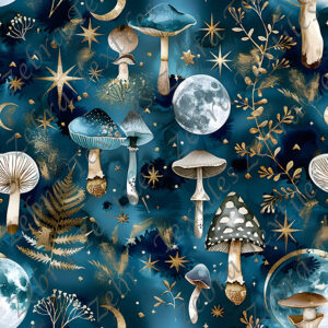 Champignon lunaire fond bleu