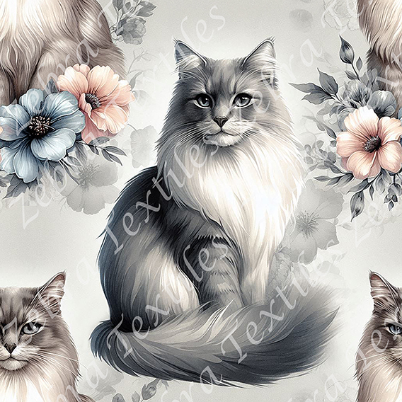 Chat gris et beige