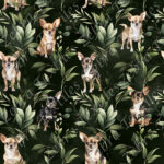 Chihuahua et feuillage vert