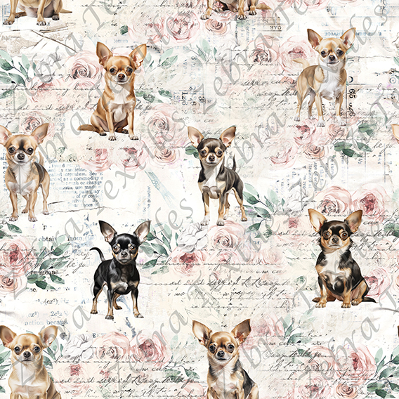 Chihuahua fond floral rose