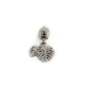 Curseur de fermeture monstera argent