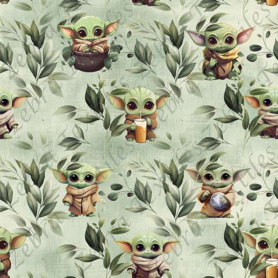 Extraterrestre vert et feuillage fond vert