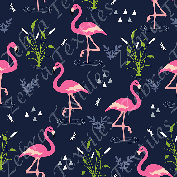 Flamant rose et libellule