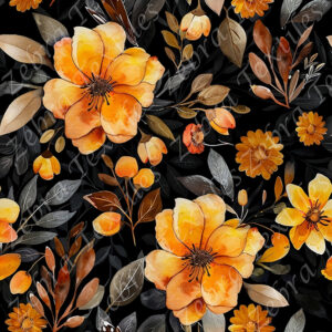 Fleur orangée fond noir