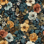 Floral jaune et feuillage sarcelle