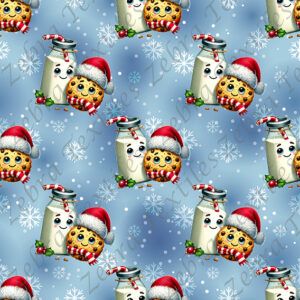 Lait et cookie de Noël fond bleu