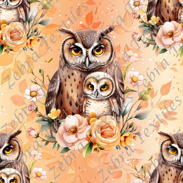 Maman bébé hibou floral