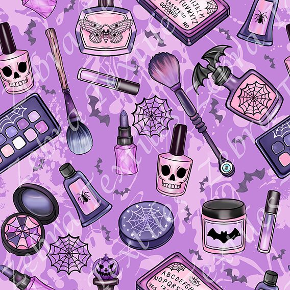 Maquillage effrayant fond mauve