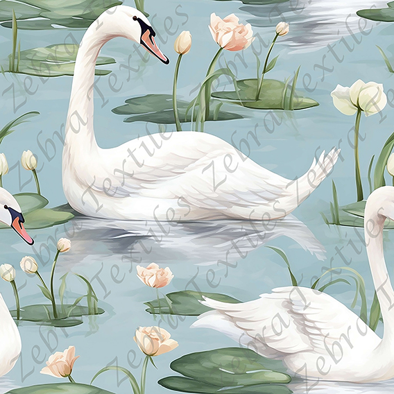 Oie blanche et nénuphar