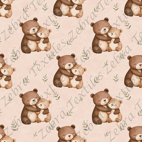 Ourson câlin et feuillage fond beige