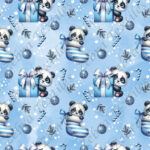 Panda cadeau bleu fond bleu
