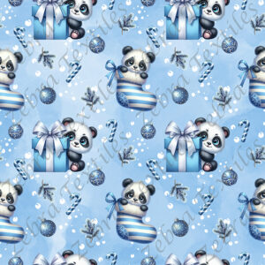 Panda cadeau bleu fond bleu