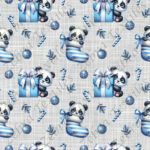 Panda cadeau bleu fond lin