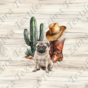 Pug cowboy fond bois