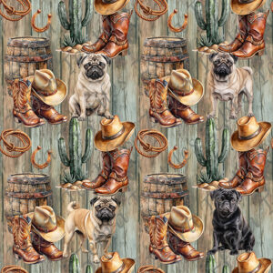 Pug cowboy fond bois