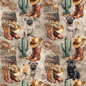 Pug cowboy fond grunge