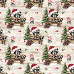 Raton sur banc à Noël fond bois