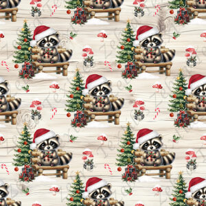 Raton sur banc à Noël fond bois