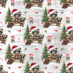 Raton sur banc à Noël fond gris