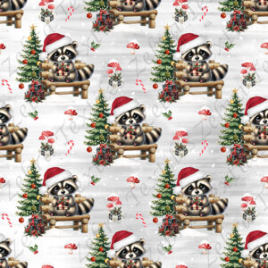Raton sur banc à Noël fond gris