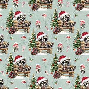 Raton sur banc à Noël fond sarcelle