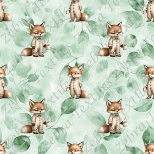 Renard café fond feuillage