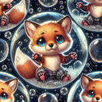 Renard dans bulle de savon