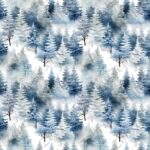Sapin bleu aquarelle fond blanc