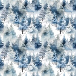 Sapin bleu aquarelle fond blanc