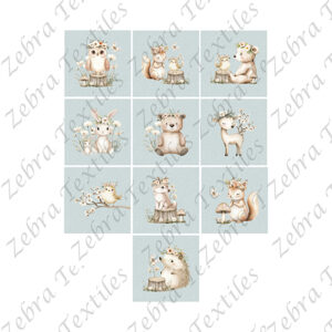 Animaux floral blanc fond pois