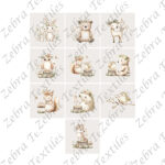 Animaux floral blanc fond taupe