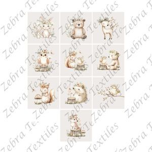 Animaux floral blanc fond taupe