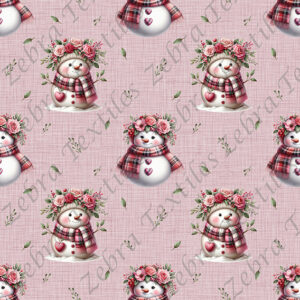 Bonhomme de neige floral fond lin