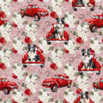 Border collie fleuris rouge et blanc